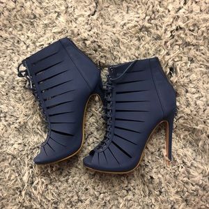 never worn blue lace up stiletto heel booties